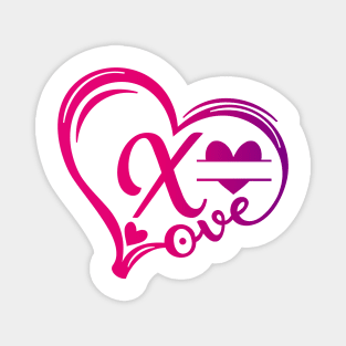 letter x monogram in the shape of love Magnet