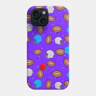 American Football - Helmet & Ball Seamless Pattern - Slate Blue Background Phone Case