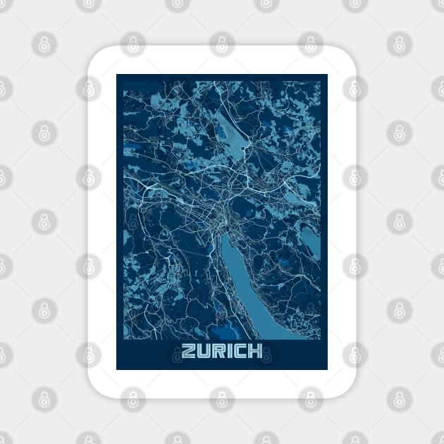 Zurich - Switzerland Peace City Map Magnet by tienstencil