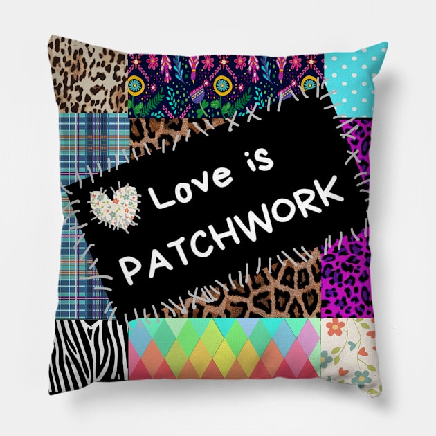 Love is patchwork Pillow by adelwins