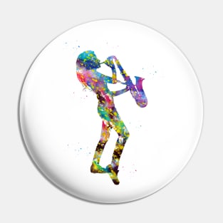 Woman playing saxophone Pin