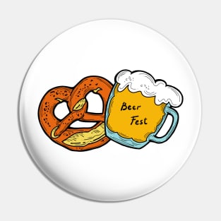Oktoberfest food and drink, beer and brezel German traditional festival. Pin