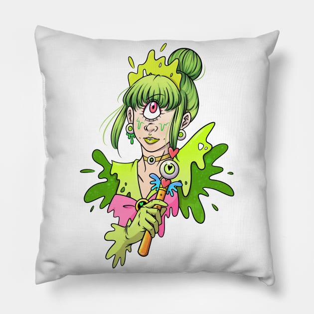 Magical Cyclops Girl Pillow by Fizzy Vee