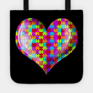 Jigsaw Puzzle Heart Autism Awareness Tote