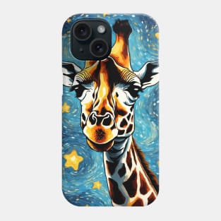 Adorable Giraffe Animal Painting in a Van Gogh Starry Night Art Style Phone Case