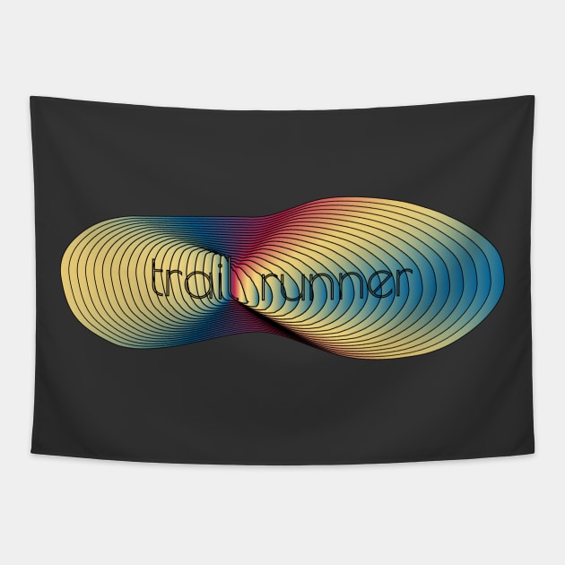 Trail Runner - Tan, Blue, Red Tapestry by Nuft