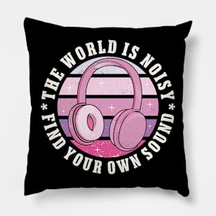 Music Lovers Headphones Retro Sunset Woman Pillow