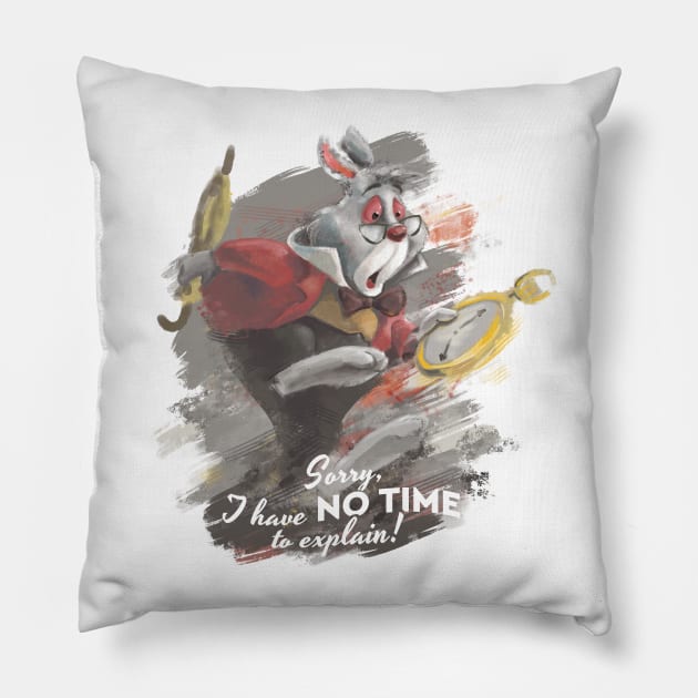 The White Rabbit - Alice's Adventures in Wonderland Pillow by Fine_Design