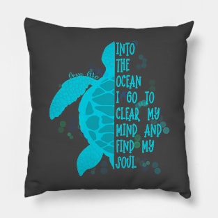 Love Life Teal Sea Turtle Into the Ocean Pillow