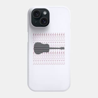 Guitar with Guitar overlay pattern on musical notes Phone Case