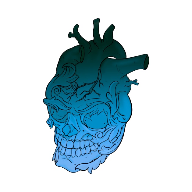 Neo Traditional Heart Skull: Coldhearted by xdrewstroyerx