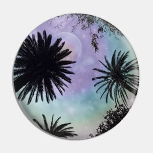 Summer Holographic Gradient Palm Trees Design Pin