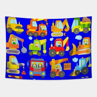 Cute Construction Vehicle Design for Toddlers and Kids Tapestry