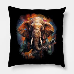 Elephant Playing Guitar Pillow