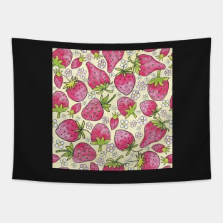 summer strawberries on yellow Tapestry