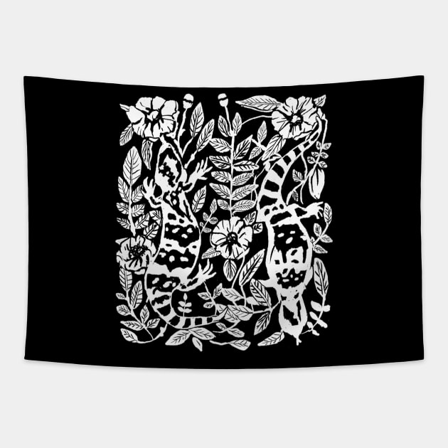 Reptile, Gila Monster, Lizard, Witchy Punk, Flowers & Foliage Tapestry by LunaElizabeth