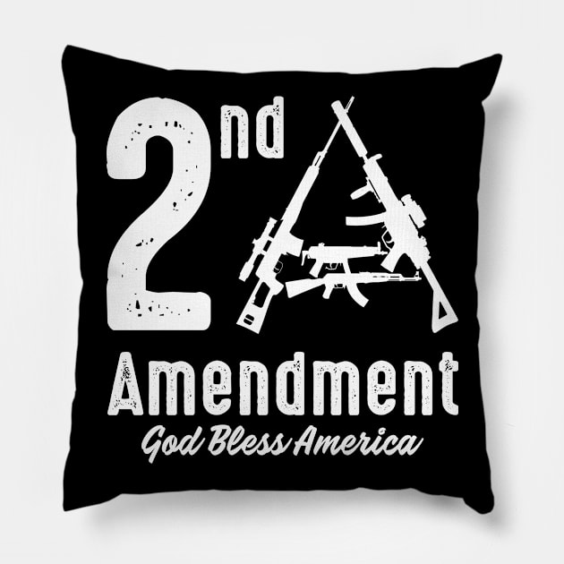 2A Second Amendment God Bless America Gun Rights Gift Pillow by Alema Art