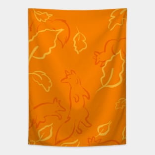 Autumn Foxes and Leaves Tapestry