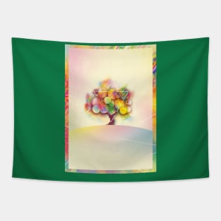 Colorful tree on a hill Tapestry