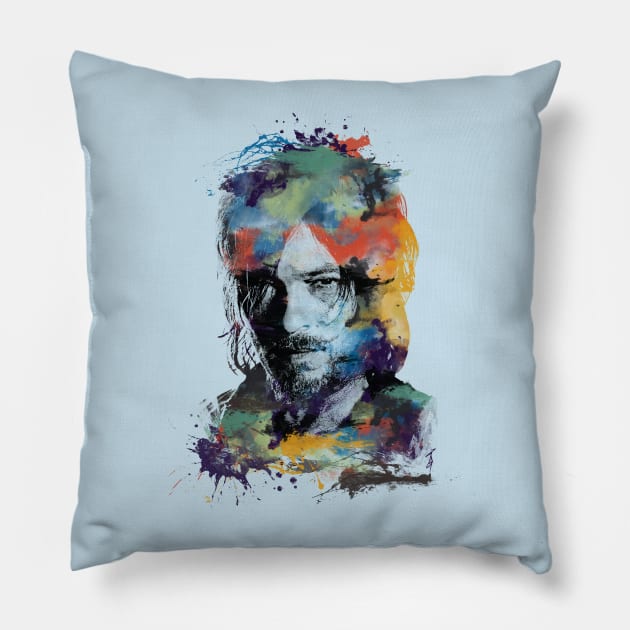 Watercolor Daryl Pillow by traceygurney