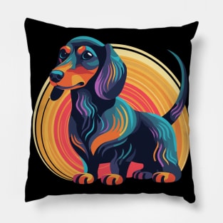 Groovy Dapple Dachshund Sunset Pillow