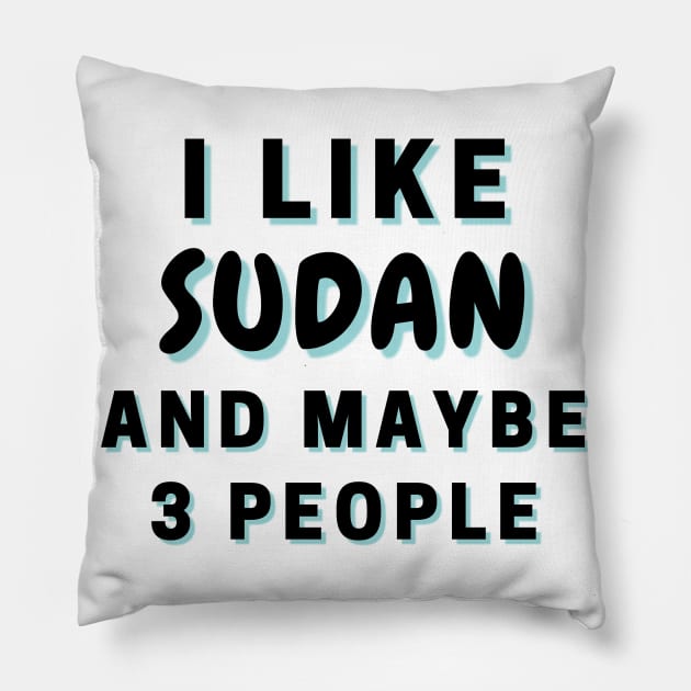 I Like Sudan And Maybe 3 People Pillow by Word Minimalism