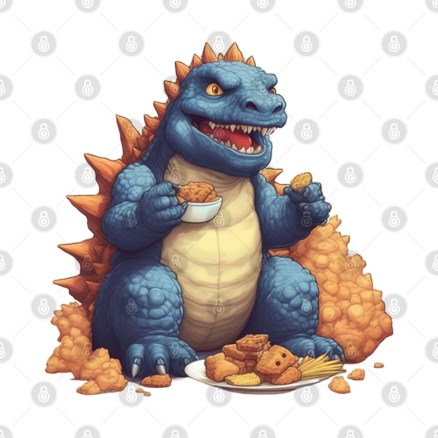 Godzilla eating snack by Aceplace Design