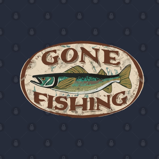 Gone Fishing Distressed Wall Mount Design by TF Brands