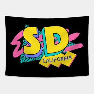 San Diego, California Retro 90s Logo Tapestry