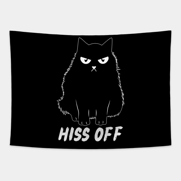 Hiss Off Cat Doodle Design Tapestry by Teewyld