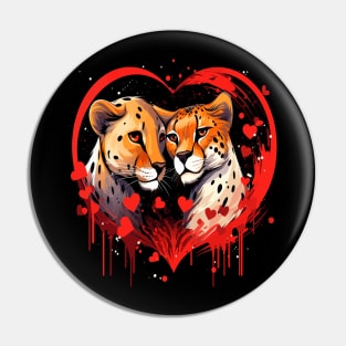 Cheetah Couple Valentine Pin