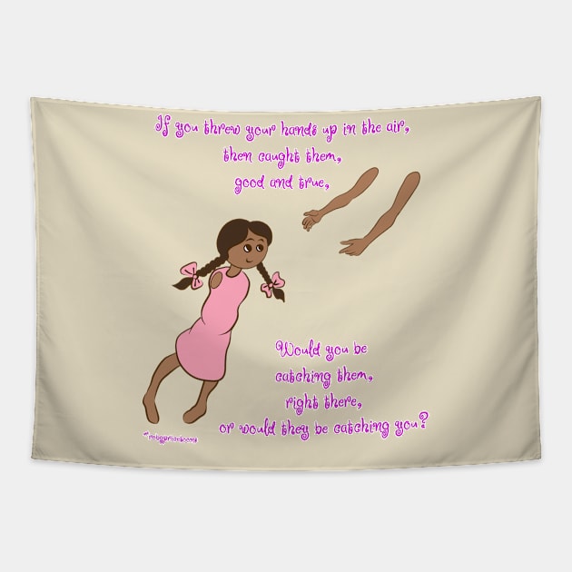 Throw your hands up - darker complexion, pink dress Tapestry by robgprice