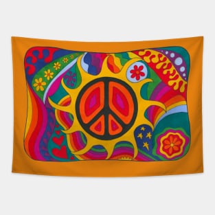 Psychedelic Flaming Peace Tapestry