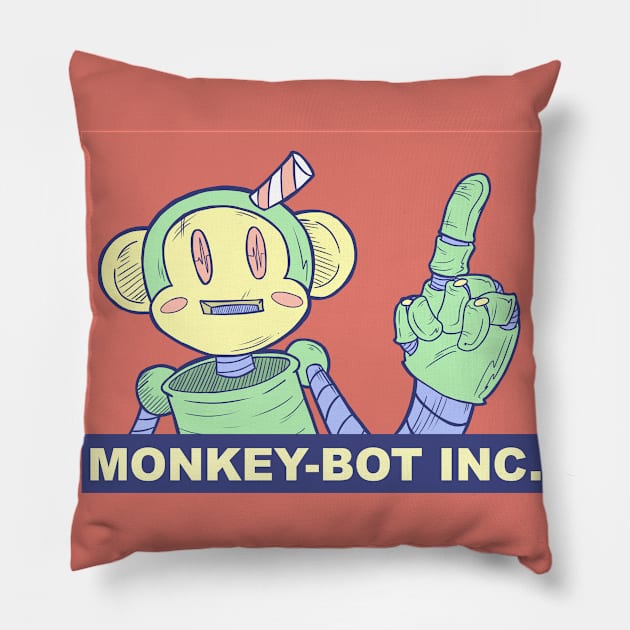 Monkey - Bot Pointer Pillow by JbombCreative