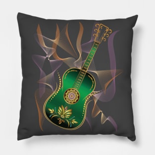 Luxury Metalic Green Golden Guitar instruments Pillow