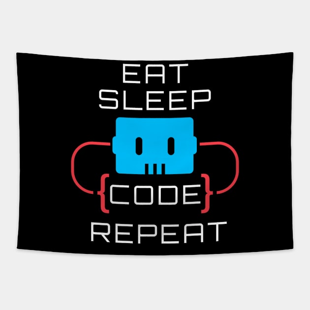 Eat Sleep Code Repeat Tapestry by Dogefellas