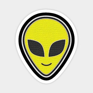 Alien Head happy emoji Embroidery style Patch texture Magnet