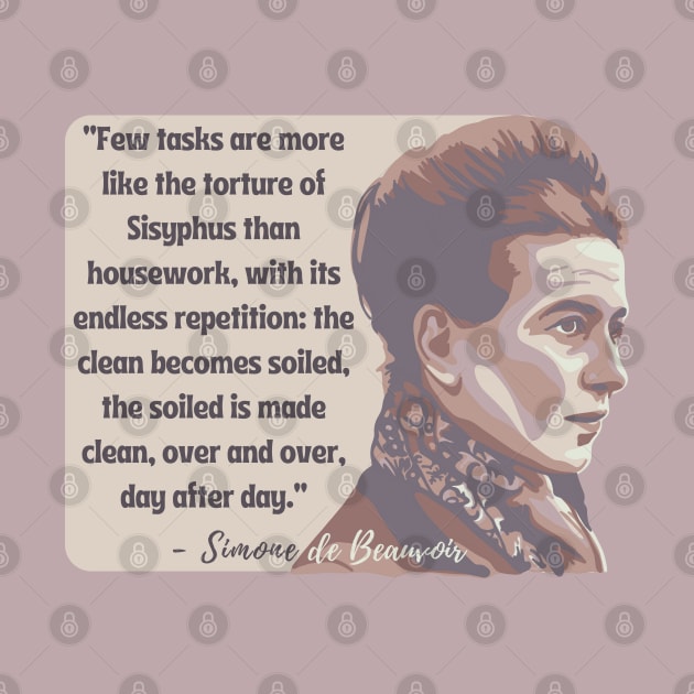 Simone de Beauvoir Portrait and Quote by Slightly Unhinged