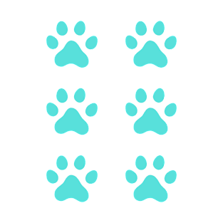 Aqua blue paw prints, set of six T-Shirt