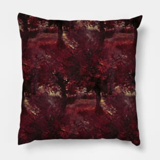 Red Fall Trees Autumn Pillow
