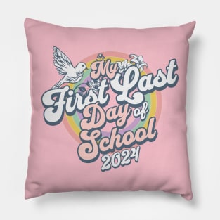 My First Last School Day of 2024 Groovy School Senior Pillow