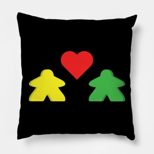 Green And Yellow Meeple Couple Board Game Valentine's Day Pillow