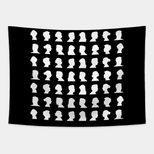 Black and White face silhouette pattern Tapestry