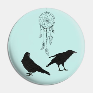 Crows and a Dreamcatcher Pin