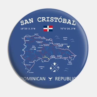 San Cristóbal Dominican Republic Flag Travel Map Coordinates GPS Pin