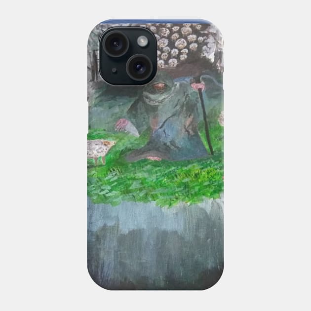 Life Out of Darkness Dark Fantasy Mysterious Figure Acrylic Painting Phone Case by Hannah Quintero Art 