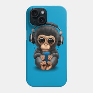 Chimpanzee Dj with Headphones and Cell Phone Phone Case