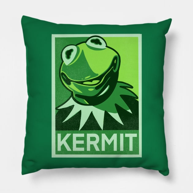 Green kermit Pillow by MustGoon