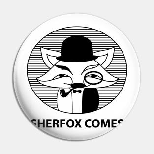 Hipster fox as a detective Pin