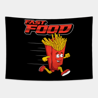 Cute & Funny Fast Food Running French Fries Punny Tapestry